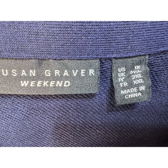 Susan Graver Weekend Womens Knit Blazer Jacket 2XL Blue Career Office - Picture 2 of 9